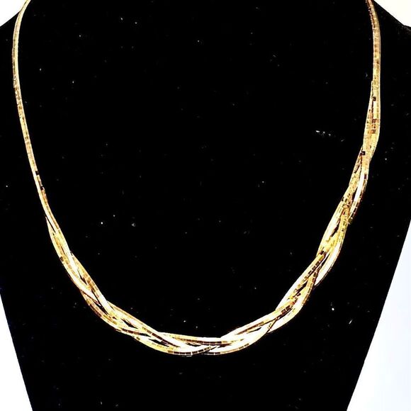 Vermeil Gold 3 Strand 18” Necklace - Picture 1 of 8
